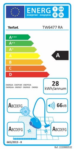 Пылесос Tefal Silence Force 4A TW6477, класс эффективности Пылесос Tefal Silence Force 4A TW6477, класс эффективности