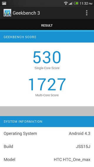 Производительность HTC One max