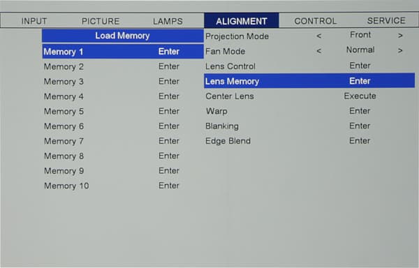 Проектор Vivitek D8800, меню