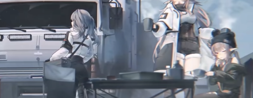 Gameplay of gacha 雪松 (Callsign Cedar) with Russian voice acting of anime girls shown