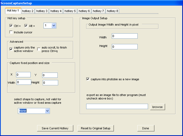 Менеджер горячих клавиш Photobie
