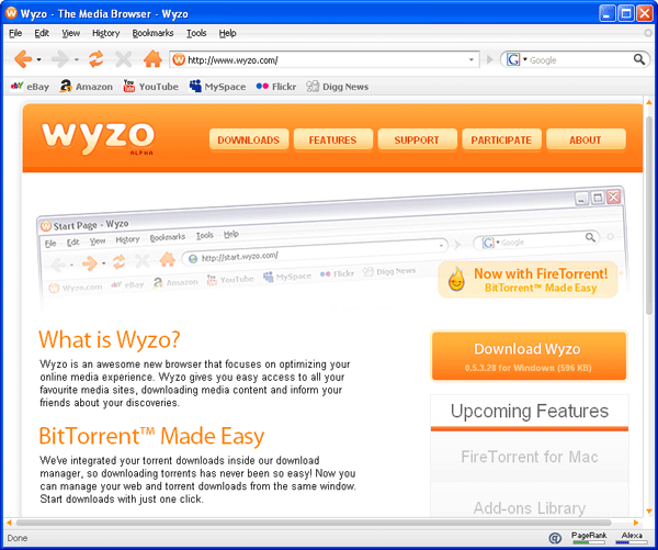 Рабочее окно Wyzo