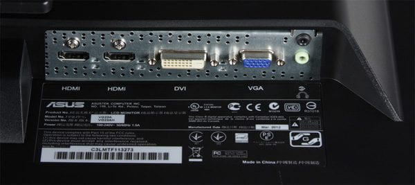 ЖК-монитор ASUS VG23AH, разъемы