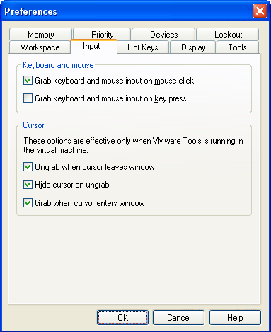 Настройка параметров взаимодействия устройств ввода