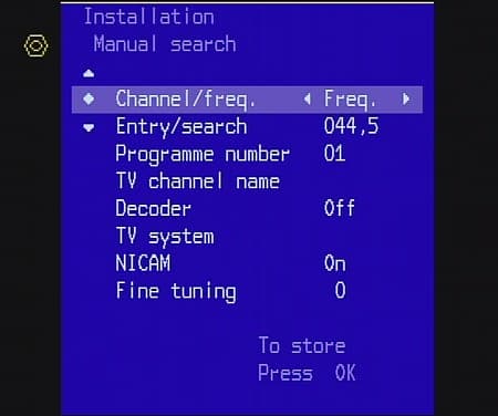 TV Tuner, Manual search