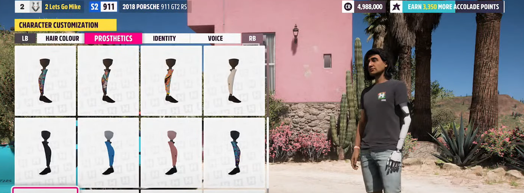 Редактор Forza Horizon 5 позволит сделать гонщика-инвалида с протезами вместо рук и ног