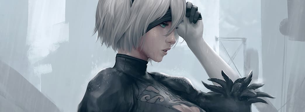 Представлена фигура девушки-андроида из NieR: Automata в полный рост. У нее оголяемая грудь из силикона