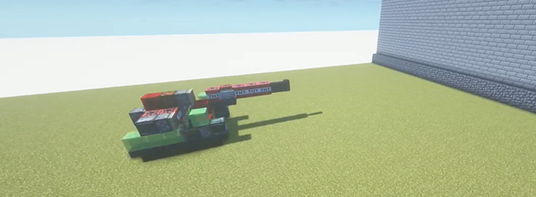 Игрок построил в Minecraft одноразовый танк и попытался разрушить большую постройку