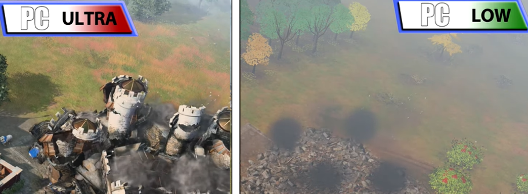 В Age of Empires 4 есть встроенный «картофельный» режим. Сравнение графики в новом ролике