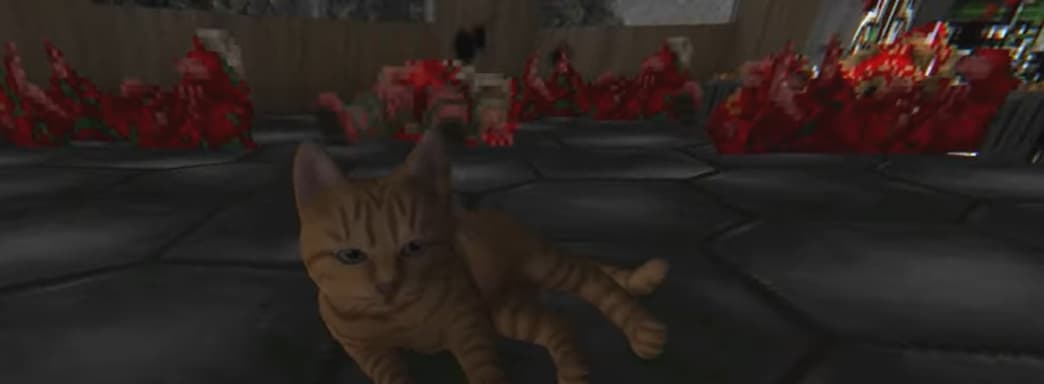 Думгая из DOOM заменили на кота из Stray — с видом от третьего лица и боевым дроном для отстрела демонов
