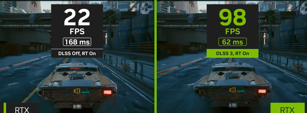 DLSS 3 в 4 раза повысила FPS в Cyberpunk 2077. Похоже, технология не заработает на старых GeForce RTX