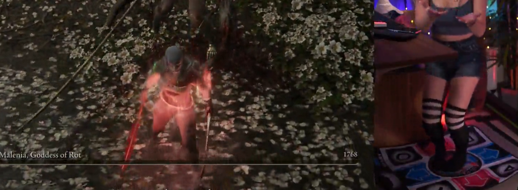 Стримерша одолела Малению из Elden Ring на танцевальном коврике, потратив 553 попытки