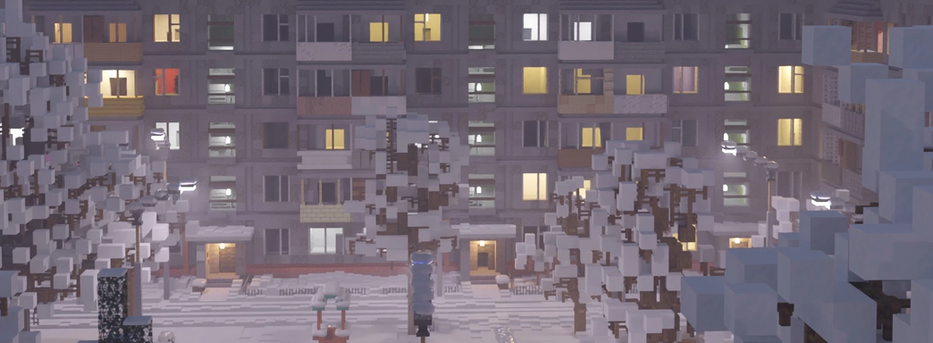 В Minecraft воссоздали типичный российский дворик с панельками и гаражами