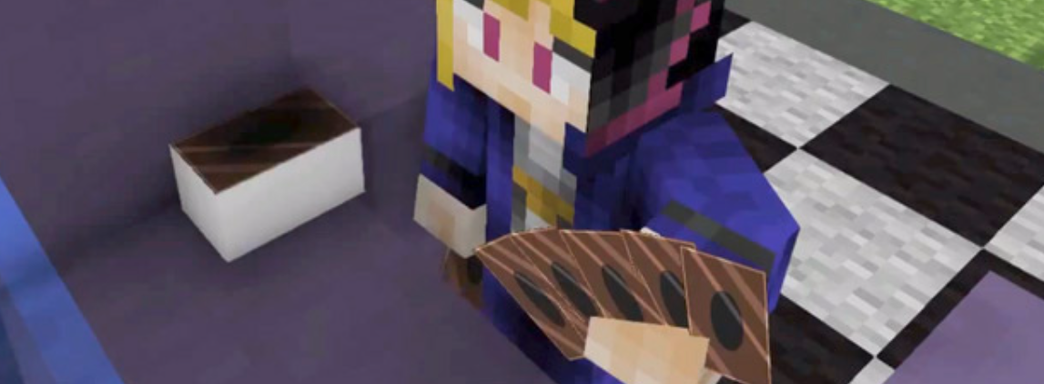 В Minecraft создали карточную игру. Карточки построены из тысяч блоков