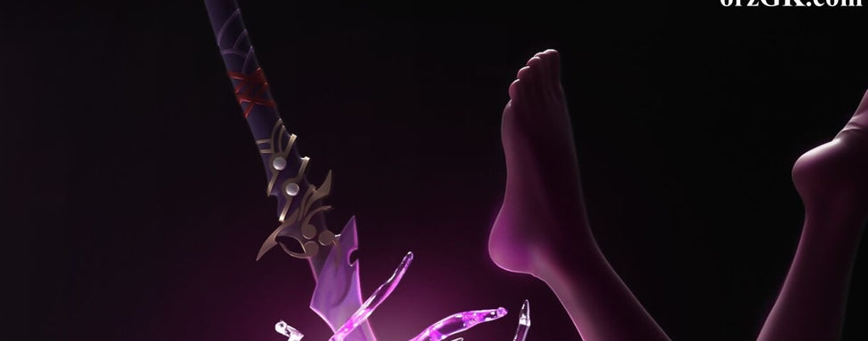 Представлена фигурка Райдэн из Genshin Impact, искусно демонстрирующая навыки обращения с мечом