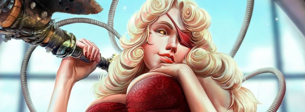 Элеонора щупает ученого на новом постере дополнения для Atomic Heart