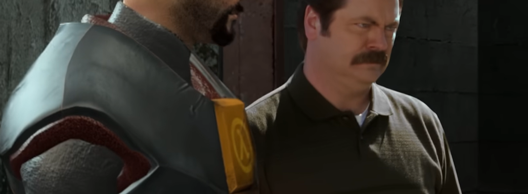 Рон Свонсон из «Парки и зоны отдыха» попал в Half-Life 2. Путешествие в Сити-17