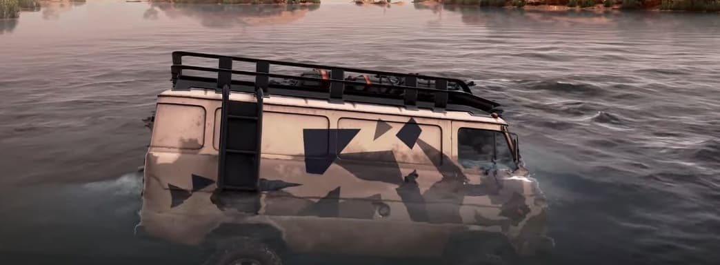 Новый трейлер Expeditions: A MudRunner учит опасаться глубокой воды и использовать эхолот