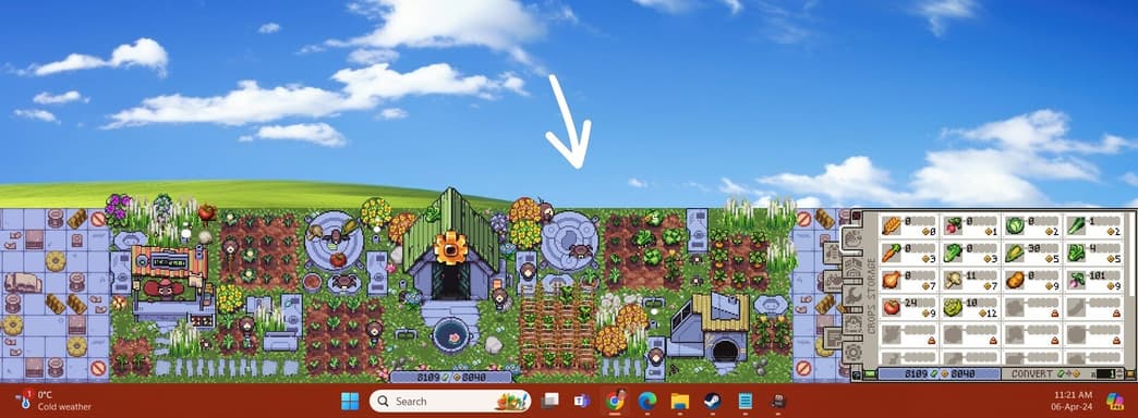 Симулятор фермы Rusty's Retirement находится внизу экрана, пока игрок обманывает себя, что занимается работой