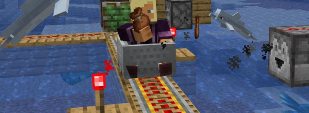 Minecraft получила улучшенную физику вагонеток и долгожданные мешки.  Игроки запускают транспорт в полёт