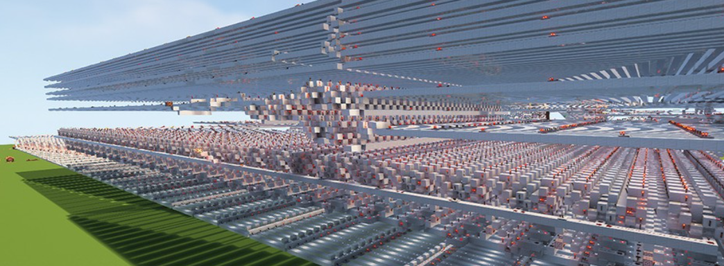 В Minecraft построили компьютер из 1 107 419 блоков, используя возможности редстоуна, и взорвали устаревший ПК