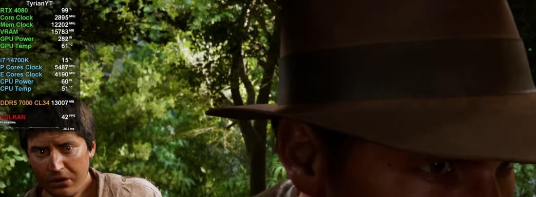 RTX 4080 не справляется. За фотографическим качеством Indiana Jones стоят требования к видеокарте — тестирование в 4K с трассировкой пути