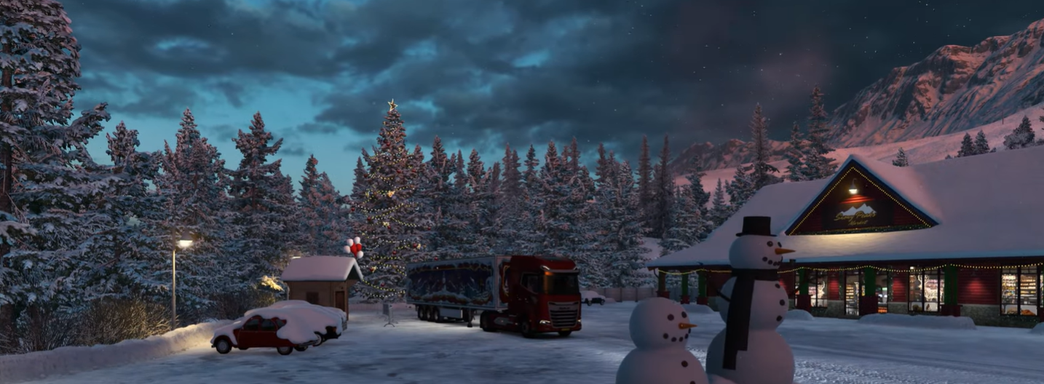 В Euro Truck Simulator 2 и ATS приходит зима со снегом и обновлённой графикой. Представлен ивент Return to Winterland с подарками