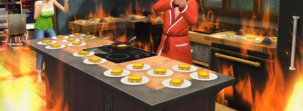 Авторы The Sims 4 показали сырную катастрофу на кухне в честь Дня жареных сэндвичей с сыром