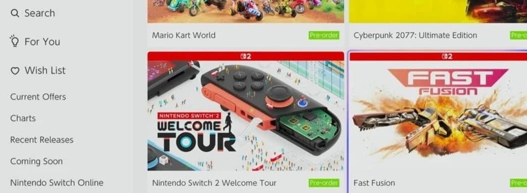 Журналисты показали обновленный для Switch 2 магазин eShop
