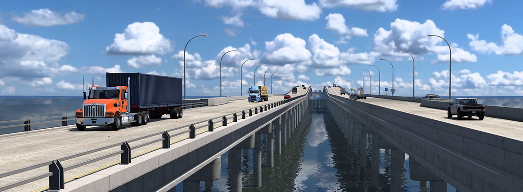 Мосты и дамба Луизианы в American Truck Simulator. Новые скриншоты дополнения про южный штат