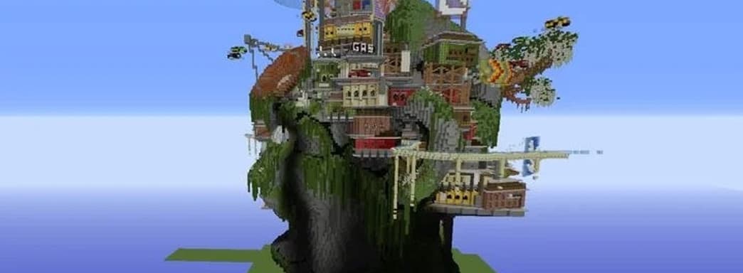 Minecraft - игрок построил удивительный город на голове гиганта