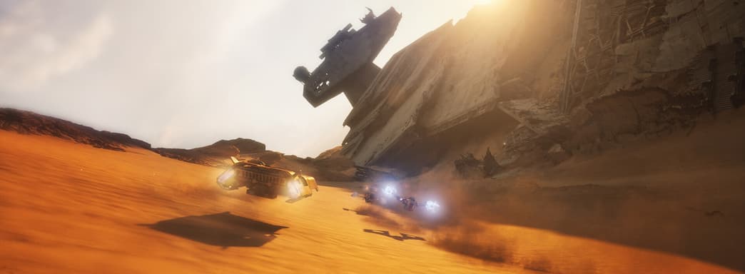 В Star Wars: Galactic Racer нет открытого мира. Разработчики выбрали закрытые детализированные трассы