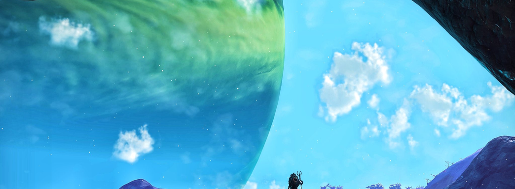 Un jugador de No Man's Sky descubre un planeta con altas montañas que permiten llegar al espacio