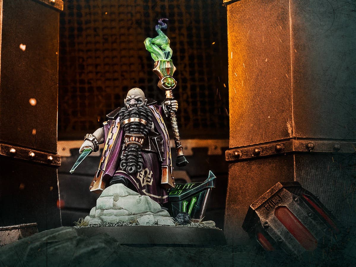 A Miniature of the Daemonic Smith Ull Zuru for Warhammer Age of