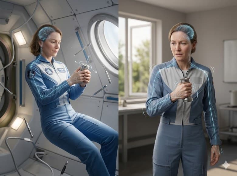 Невесомость «сбивает» ощущение веса: мозг перестраивает контроль силы без гравитации