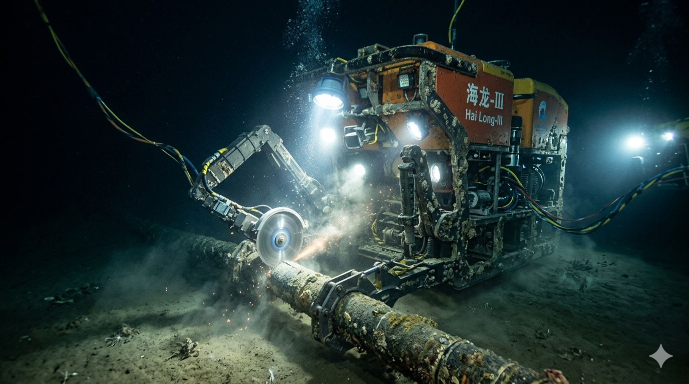 Китай успешно протестировал установку, которую можно использовать для разрезания подводных кабелей на глубине до 3500 метров