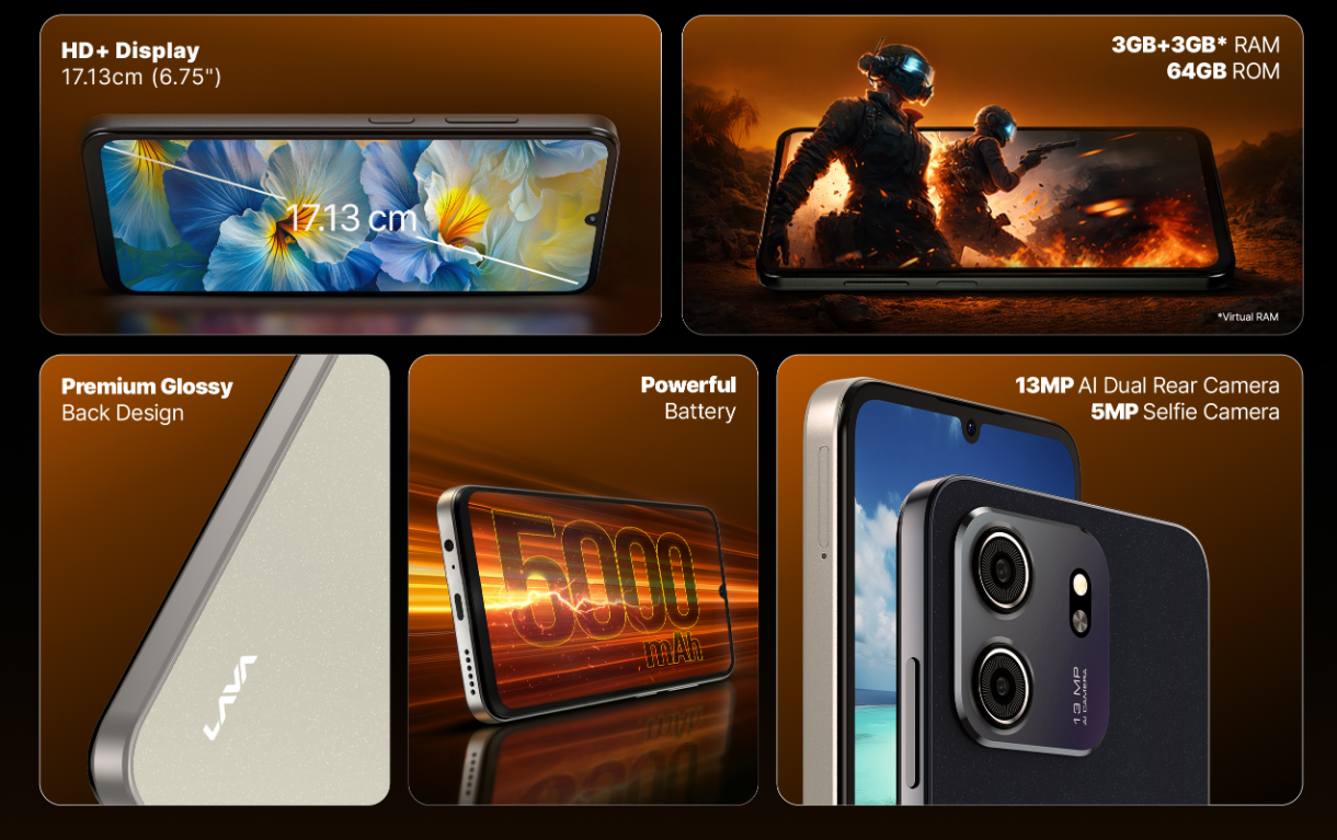 80-долларовый смартфон с Android 15, экраном 90 Гц, IP64, FM-радио и разъёмом 3,5 мм. Представлен Lava Bold N2 Lite