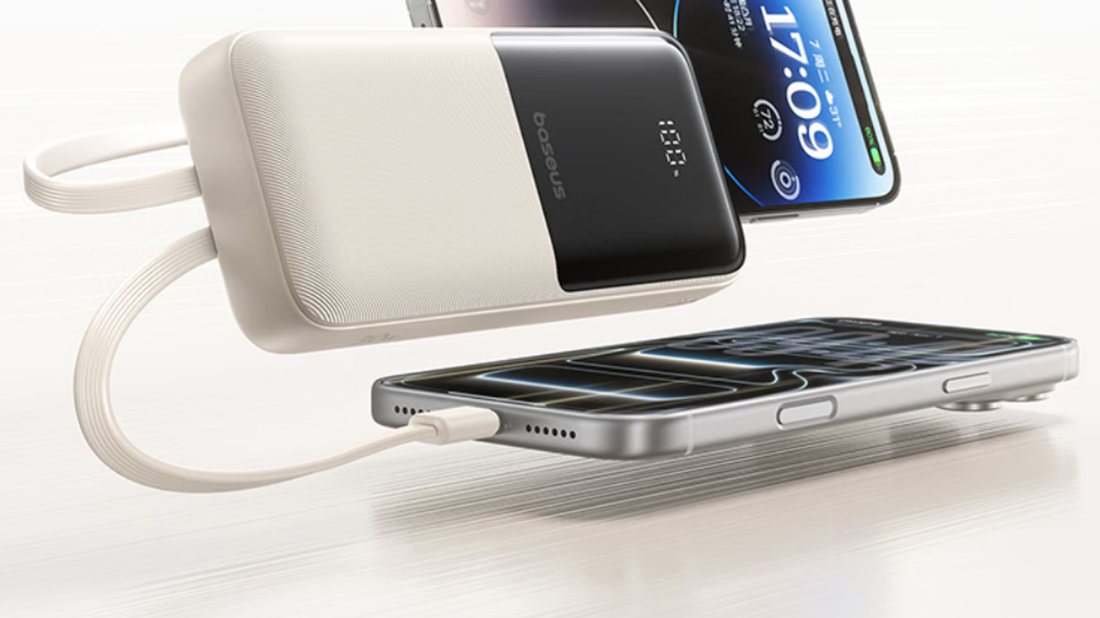 Представлен аккумулятор Baseus на 20 000 мА·ч со встроенными кабелями USB-C и Lightning, а также  дисплеем