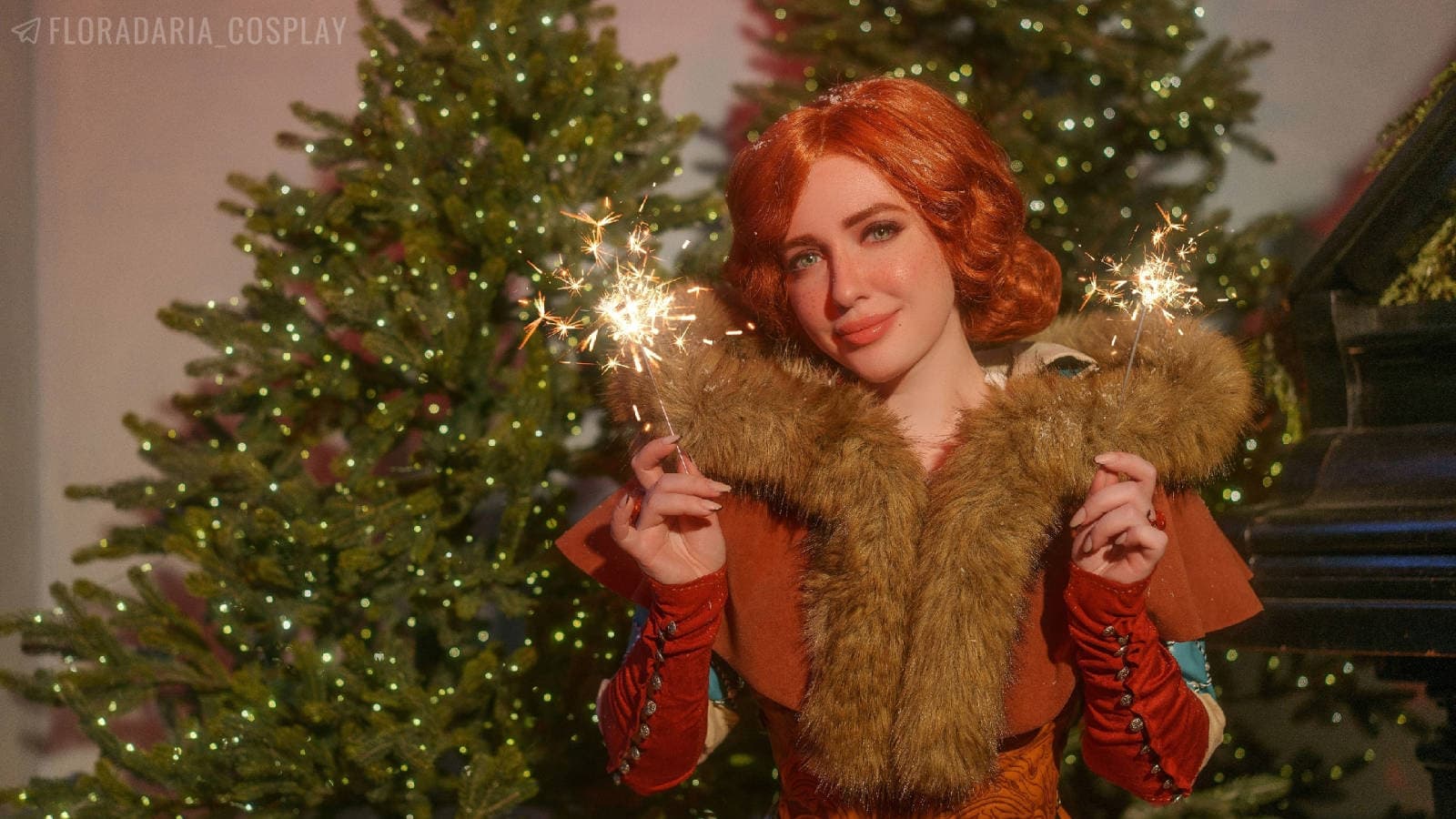 Awaiting the New Year: Cosplayer Brings a Festive Triss from The Witcher Universe to Life
