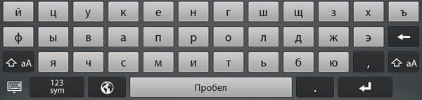 Русская клавиатура на планшета RIM BlackBerry PlayBook
