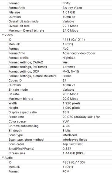 Скриншот программы Mediainfo