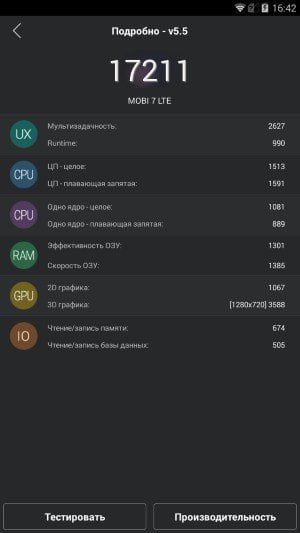 Производительность Wexler Mobi 7 LTE