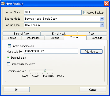 Создание новой задачи в Comodo BackUp
