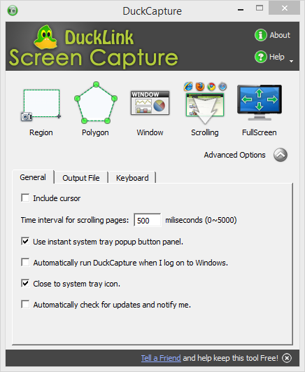 Главное окно DuckCapture