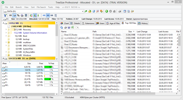 Top 100 файлов по размеру