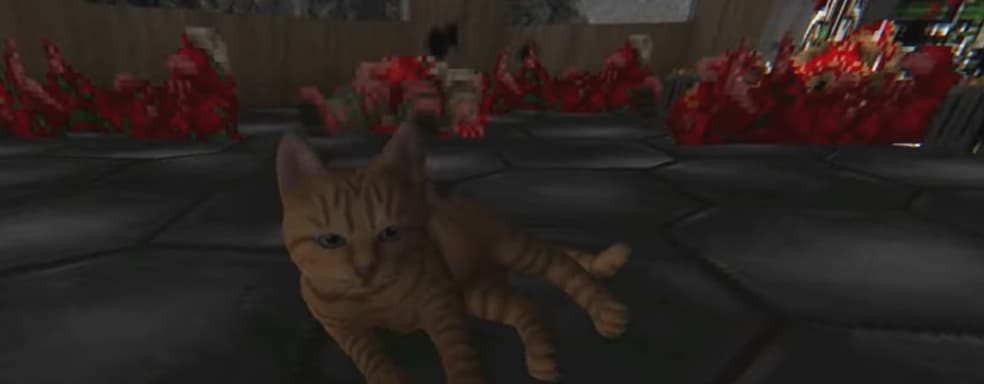 Думгая из DOOM заменили на кота из Stray — с видом от третьего лица и боевым дроном для отстрела демонов