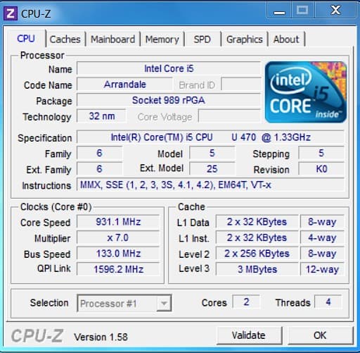 Утилита CPU-Z, запущенная на ASUS Eee Slate