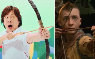 Японская реклама God of War Ragnarok. Мужчины веселятся, а Кратос стабильно хмурый