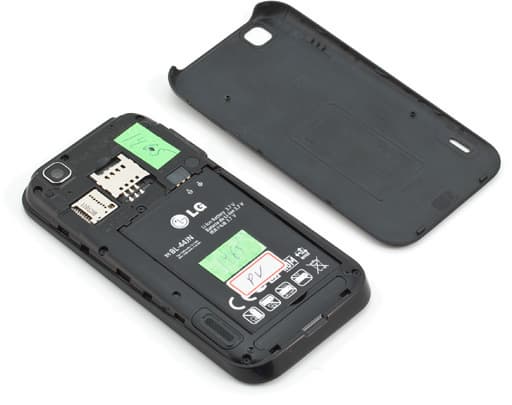 С извлечённым аккумулятором Обзор Обзор LG Optimus Sol. С извлечённым аккумулятором