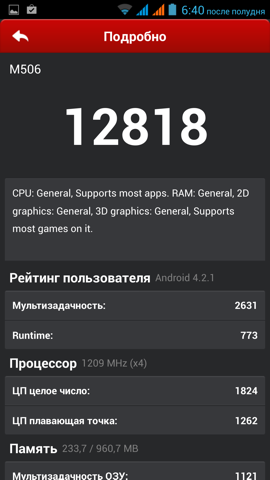 Обзор iRu M506. Скриншоты. AnTuTu 4